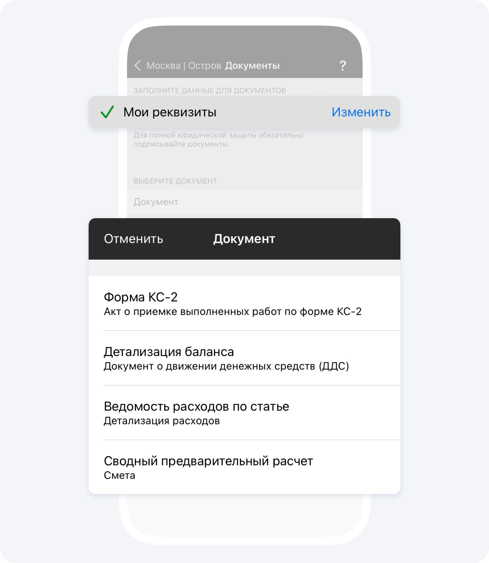 Формирование документов в Приложении 101