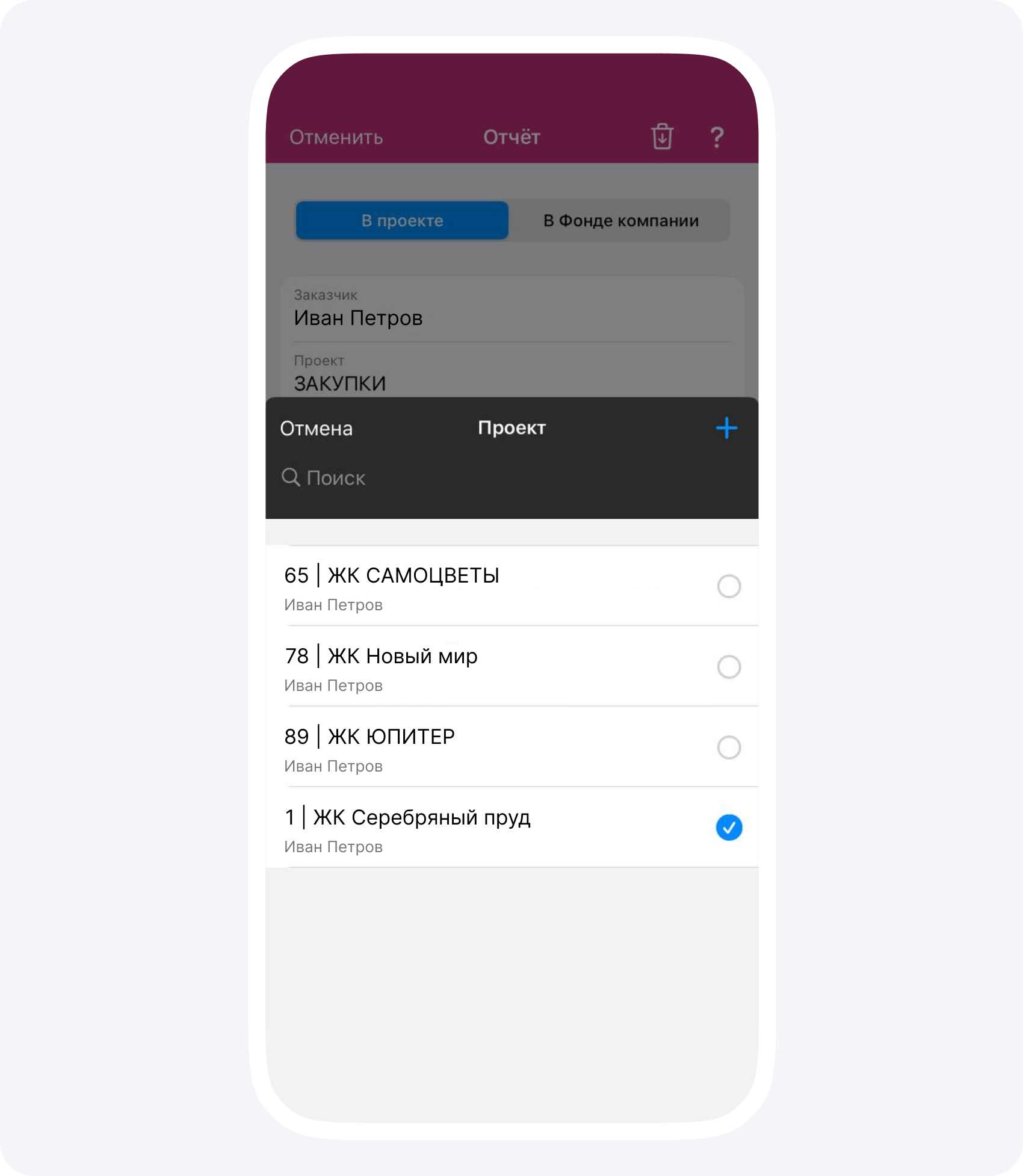 Отчет в Приложении 101